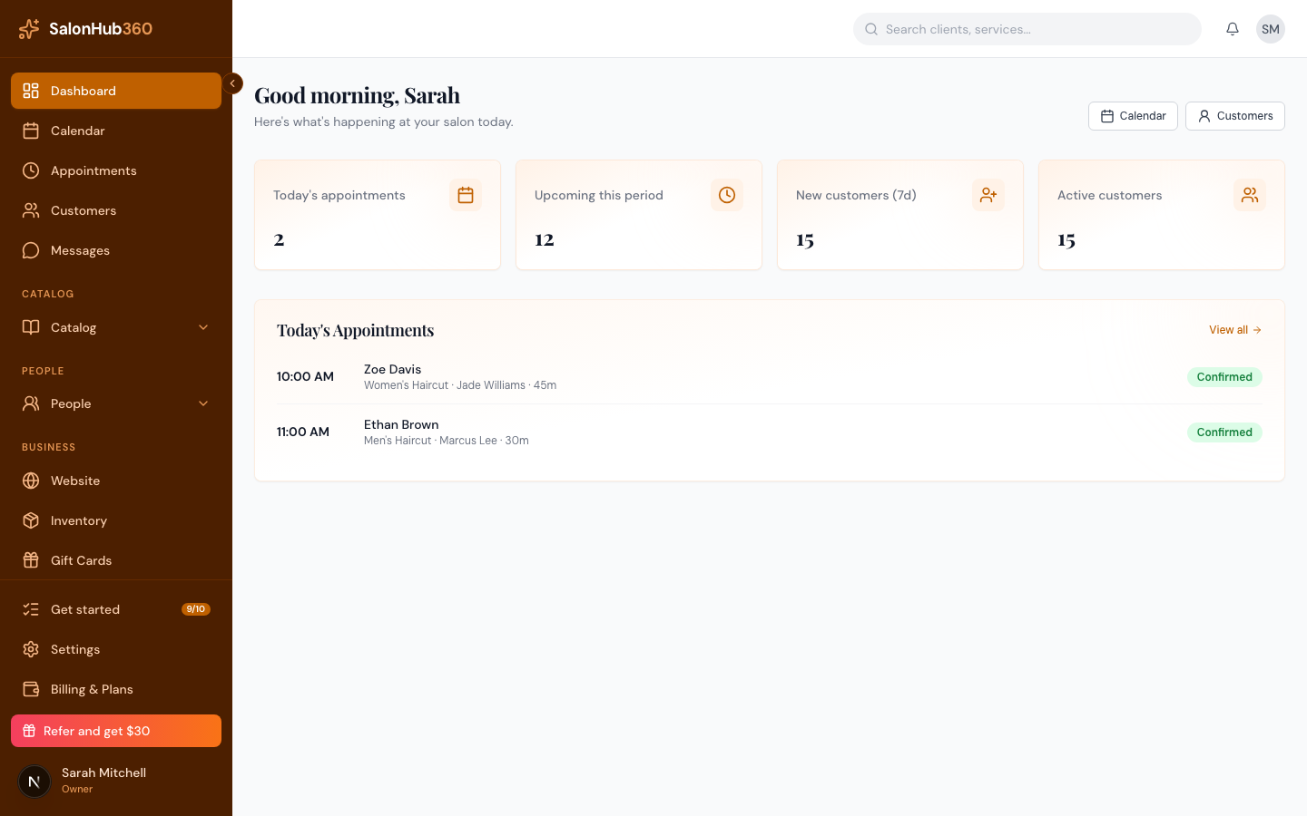 The dashboard sidebar showing the Get started checklist item with its progress badge